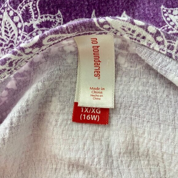No Boundaries Short Sleeve Purple and Pink Top Women's 1X 16W - Picture 6 of 8